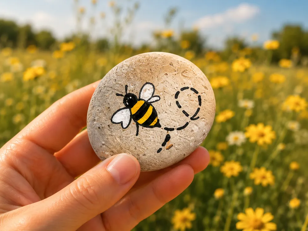 Painted stone — Bee Happy