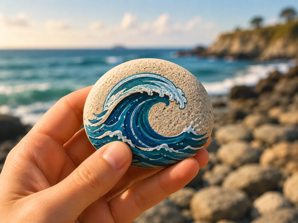 Painted stone — Coastal Wonder