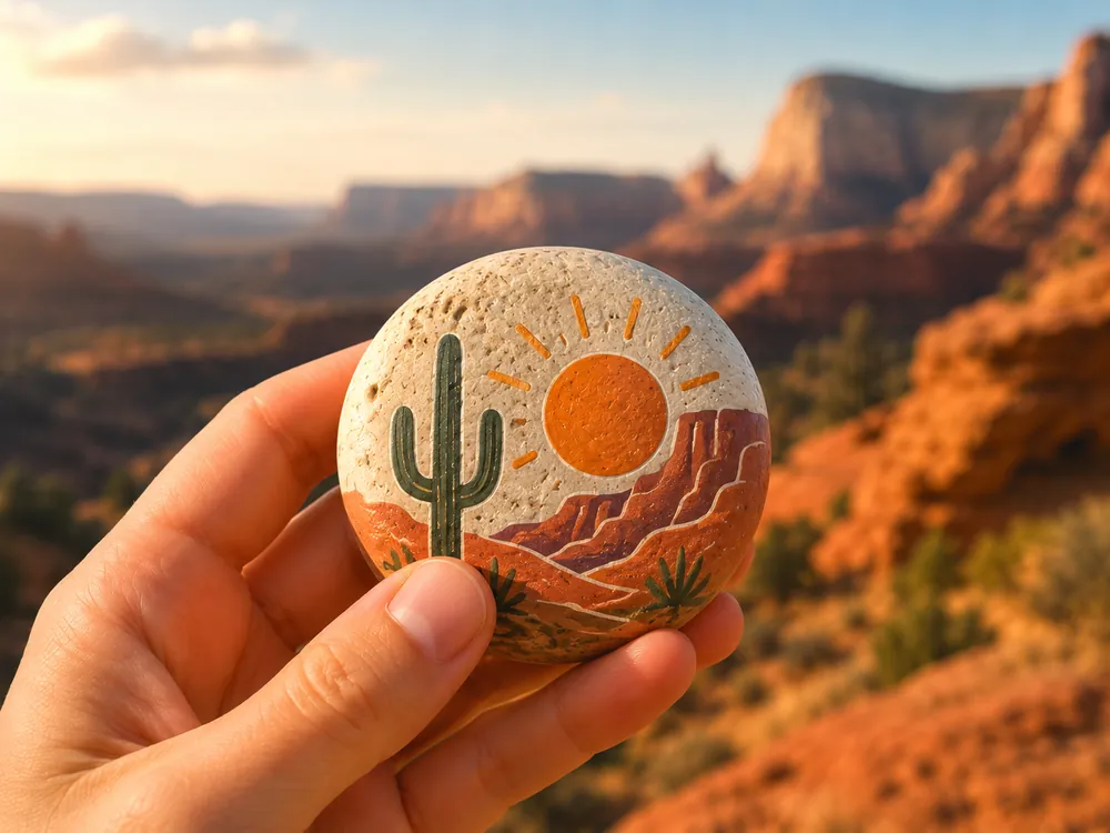 Painted stone — Desert Sun